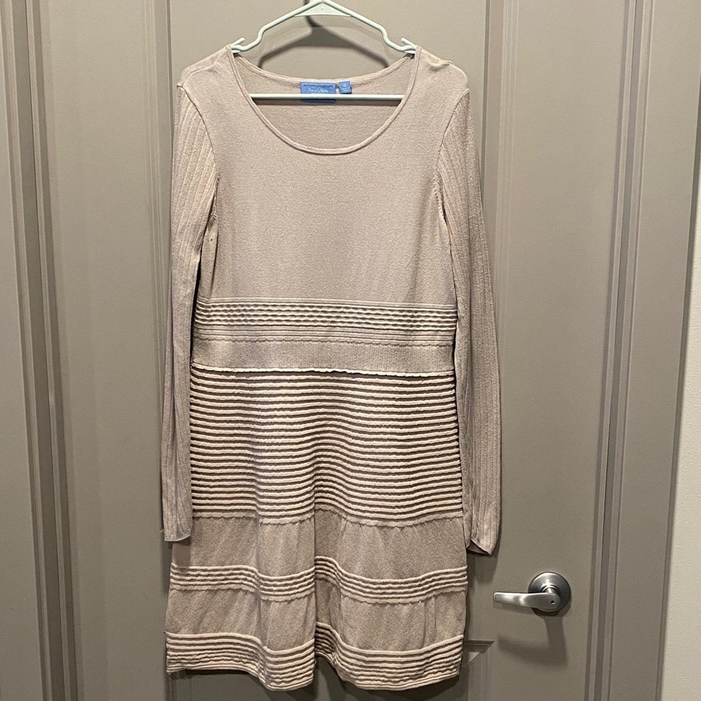 Simply Vera Vera Wang Sweater Dress Tunic XL Tan Removable Cami Minimalist